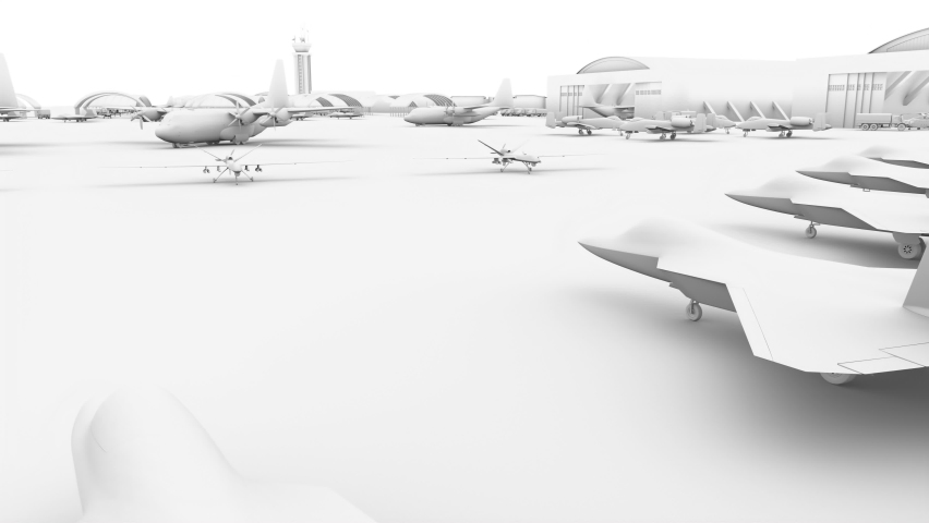Мilitary air base in a stylized vision. 3D rendering
