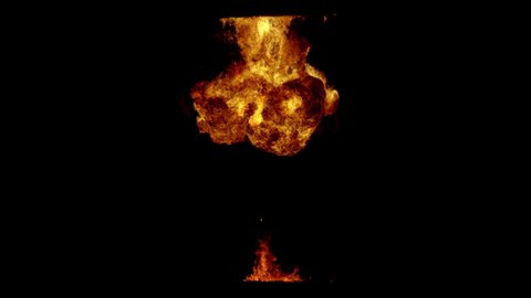 Close up Fire Explosion effect, explosion fire isolated on black background