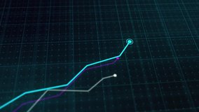 Growing line chart graph - business development competition concept animation. Hi tech style charts with grid. Camera movement with depth of field. - Powered by Shutterstock - Get 15% off with code: PIKWIZARD15