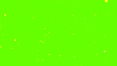 Gold Glitter Falling On Green Screen Background - Gold Glitter falling in Slow Motion Seamless loop 3D Animation. Alpha Channel. Falling gold sparkle glitter foil confetti, animation background.