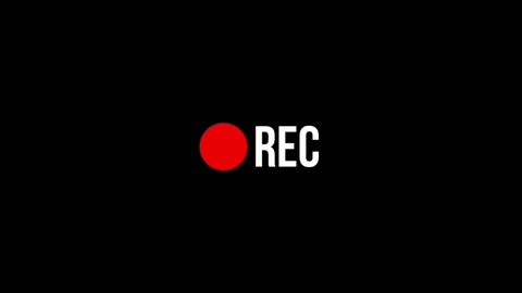 "REC" icon with a flashing red circle on a black background. 4k video