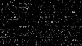 Encrypted data process visual, symbols. numbers and letters - cryptography data black video background - Powered by Shutterstock - Get 15% off with code: PIKWIZARD15