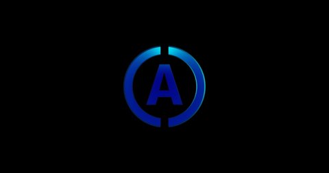 Blue color Letter A Company logo animate in black background 4k footage video