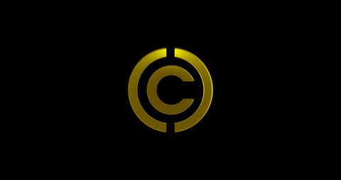 Gold color Letter C Company logo animate in black background 4k footage video 