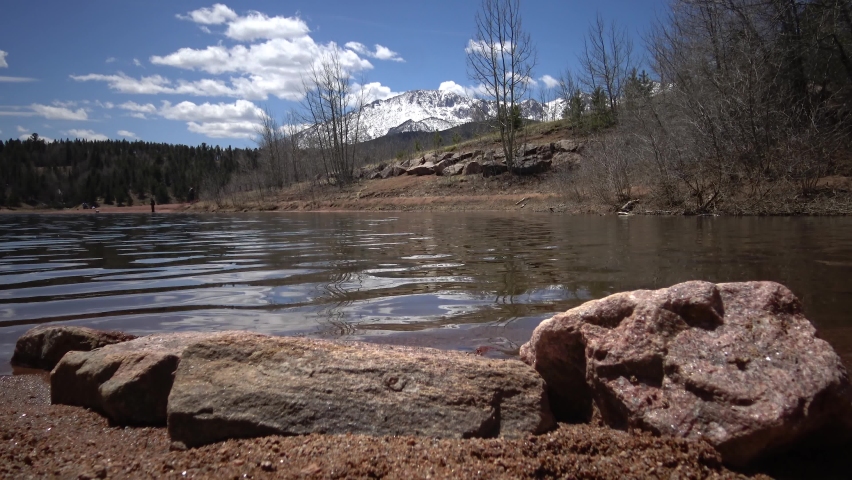 Pikes Peak Panorama. The beautiful scenic view from top of the Pikes Peak Mountains in Colorado Spring, USA