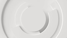 Modern business video background. 3D texture animation with rotating parts of a circle. Spiral surface concept. 3d render of a seamless loop