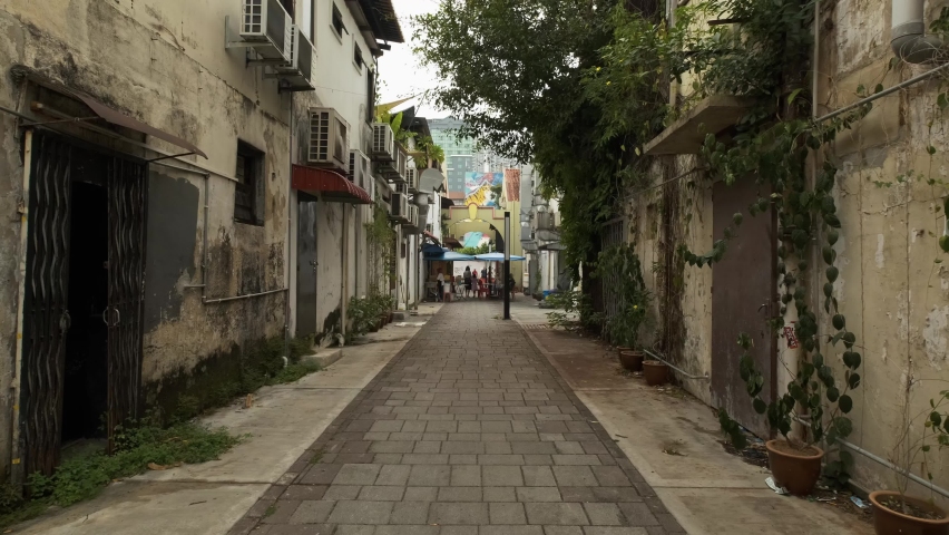 An old, peaceful alley in Bahru, Malaysia