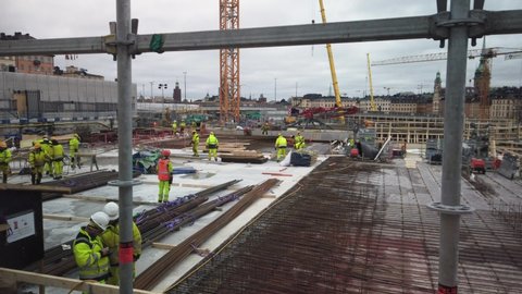 Stockholm , Stockholm , Sweden - 02 21 2020: Stockholm, Sweden, February 2020 – The large construction site at Slussen in Stockholm