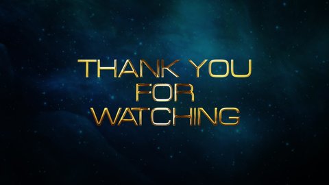 4K 3D Thank You For Watching golden text motion animation with like, comment, share, subscribe 3D motion flowing gold text on dark blue space cinematic video cover title or trailer for your VIDEO project.