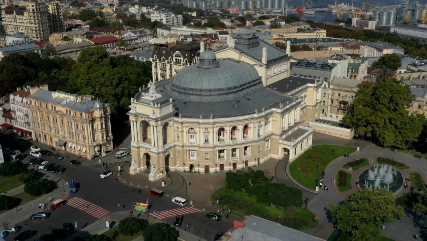 Odessa Opera House from a height in Fast Motion