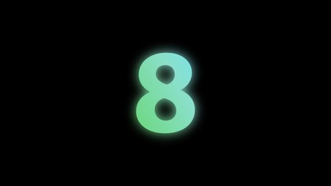 10 seconds countdown neon color   animation.  video 4K countdown timer from 10 to 0 number