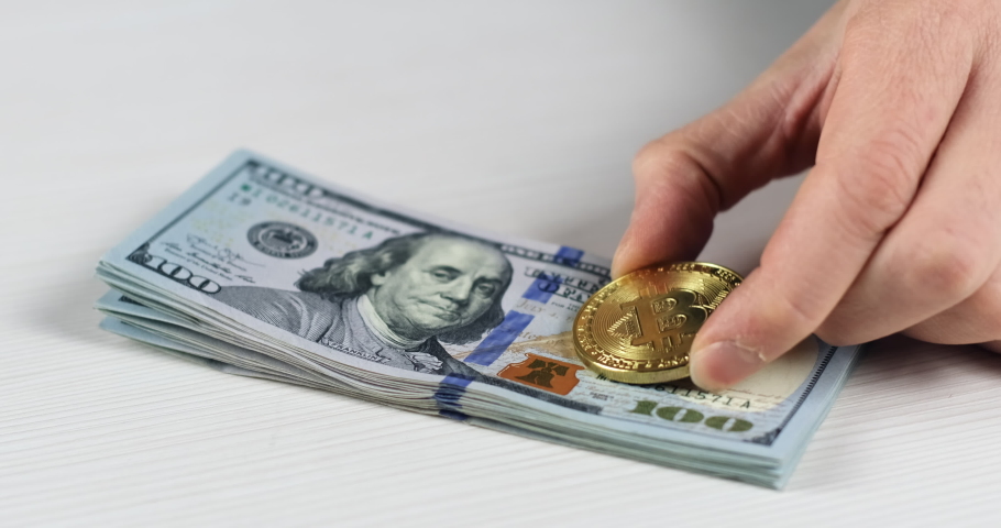 Hundred Dollar Bills and Bitcoin Coins image - Free stock photo ...