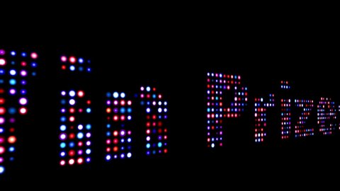 Win prices colorful led text dolly shot