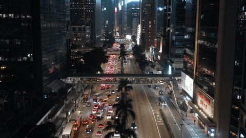 Nov 2020 : Hong Kong ,China ,Asia : Aerial view of the Busiest high way in Hong Kong at Wan Chai