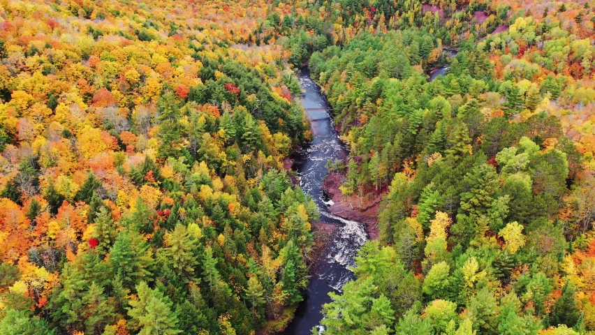 Scenic landscape of the Bad River at Copper Falls State Park, Wisconsin ...