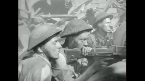 CIRCA 1944 - In this war film, a Nazi soldier holding a white flag insists his British opponents surrender, and they tell him to go to hell.