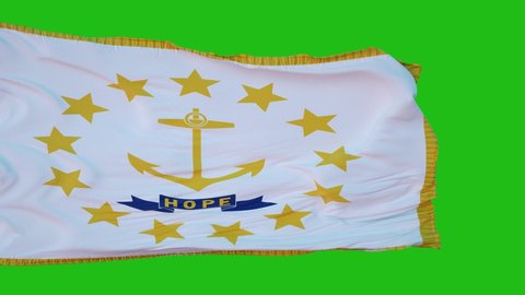 Flag of Rhode Island on Green Screen. Perfect for your own background using green screen. 3d rendering
