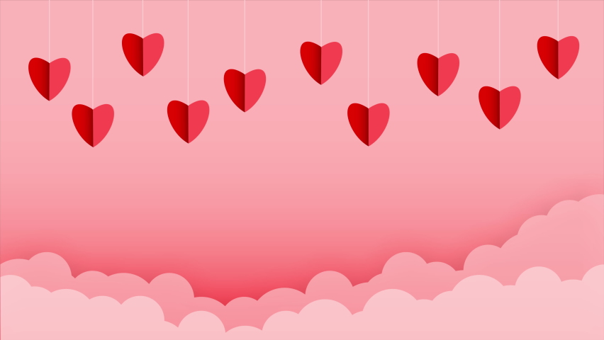Motion graphic of Red heart paper cut bouncing with pink cloud on pink background for valentines festival of love Royalty-Free Stock Footage #1063209565