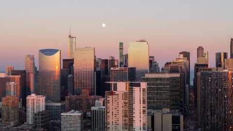 Chicago Cityscape at Sunset - Aerial View