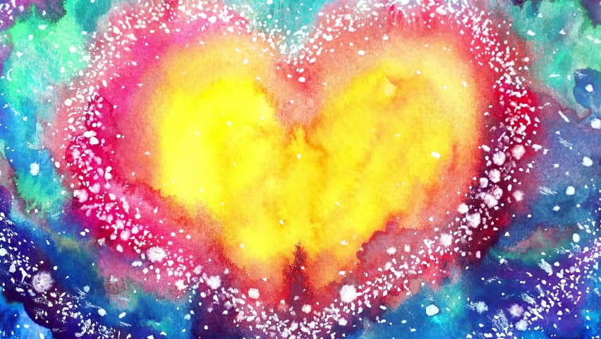 abstract colorful heart love mind mental spiritual soul soulmate inspiring universe emotions energy healing art watercolor painting illustration design color spirit stop motion ultra hd 4k animation Royalty-Free Stock Footage #1063223182