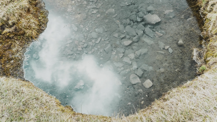 Reflection of fast moving clouds off of the waters of a small alpine pond - still time-lapse