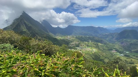 Cirque of Salazie on Reunion Island with a view on the villages of Hell-bourg and Grand-Ilet