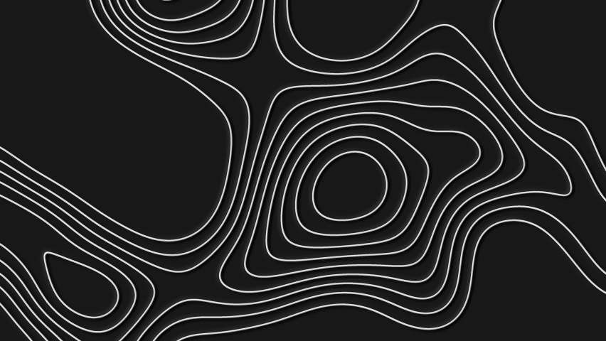 Abstract animated outline topographic contour map. Moving waves on black background. 4K looped animation. Royalty-Free Stock Footage #1063238224