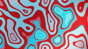 Abstract motion graphics background, red and blue moving circles, waves texture seamless 4K loop video animation abstractional design.