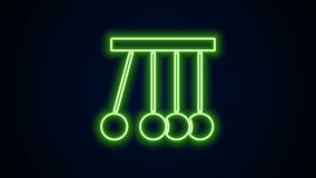 Glowing neon line Pendulum icon isolated on black background. Newtons cradle. 4K Video motion graphic animation - Powered by Shutterstock - Get 15% off with code: PIKWIZARD15