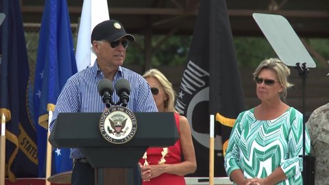 CIRCA 2013 U.S. Vice President Joe Biden and Dr. Jill Biden speak to military at Joint Base Pearl Harbor-Hickham, Hawaii.