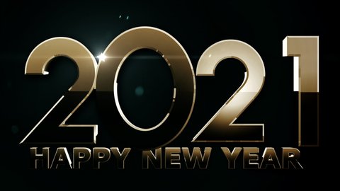 Happy new year 2021 glow and glowing animation Abstract motion background shining gold particles. New year and Christmas 2021 background. Seamless 4K loop Shimmering Glittering Particles With Bokeh