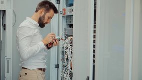 It Specialist On Web Server Racks.Data Security Administrator From Technical Department On Server Room.Blockchain Diagnostic Network Engineer In Server Room Mining Farm.It Infrastructure Data Center - Powered by Shutterstock - Get 15% off with code: PIKWIZARD15