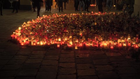 Wien , Vienna , Austria - 11 04 2020: Candles at Ruprechtsplatz in Vienna, Austria