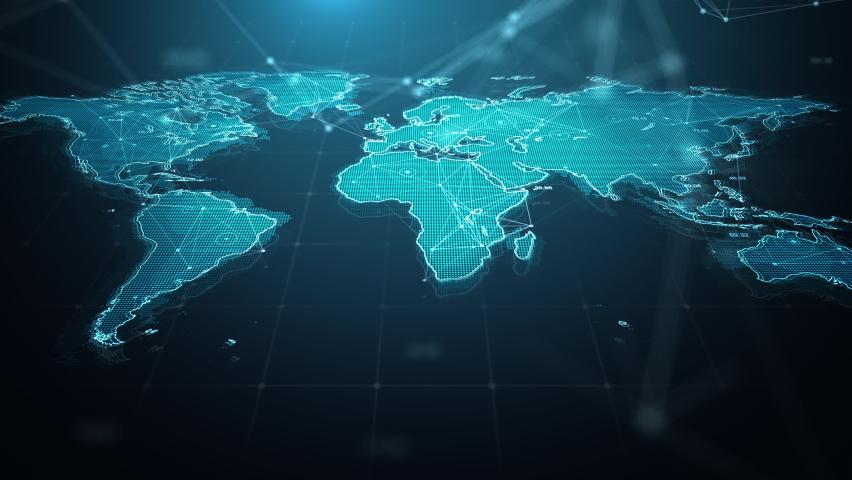 World map with node and line connection, Worldwide business, Global communication. 4k Resolution. Royalty-Free Stock Footage #1063280866
