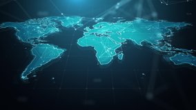 World map with node and line connection, Worldwide business, Global communication. 4k Resolution. - Powered by Shutterstock - Get 15% off with code: PIKWIZARD15