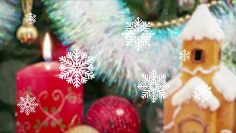 Christmas decoration and snowflake animation background, 4k