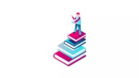 Man on books Animated Icon. 4k Animated Icon to Improve Project and Explainer Video