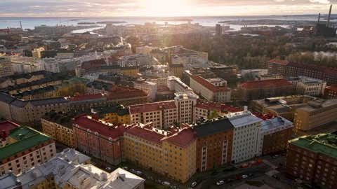 Aerial view of Helsinki, Aerial view Helsinki city skyline .Finland