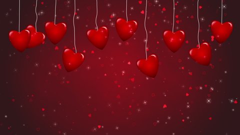 Motion graphic of 3D Red heart paper cut bouncing with dark red background for valentines festival of love