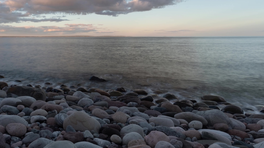 Beautiful rocky beach at sunset. Southern Norway, time lapse footage