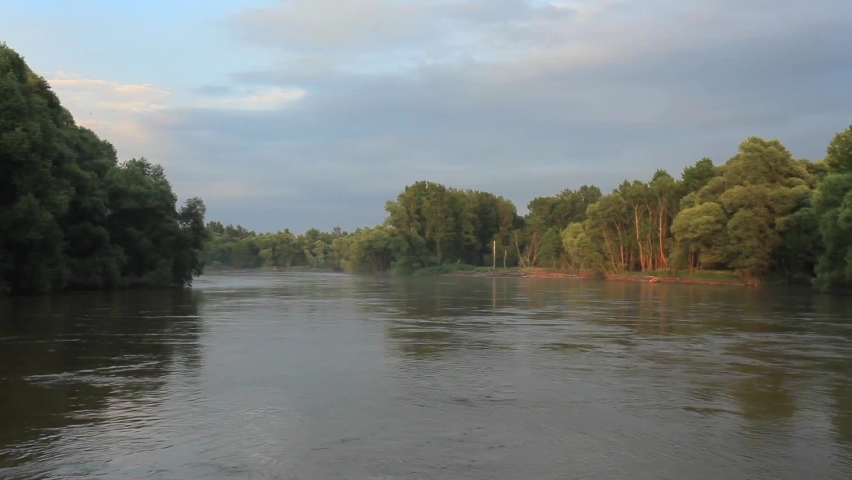 Traditional floating watermill on the Mura River in Croatia