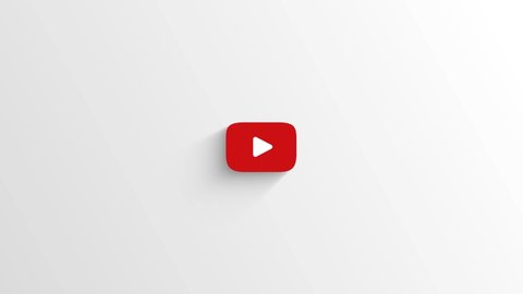 Youtube logo picture on a white background, the appearance of a running stripe icon. Creative video for product presentation: Chita. Russia. 02.12.2020