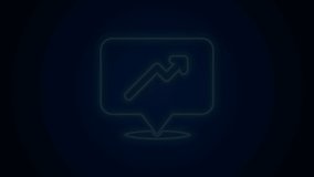 Glowing neon line Graph, schedule, chart, diagram, infographic, pie graph icon isolated on black background. 4K Video motion graphic animation
