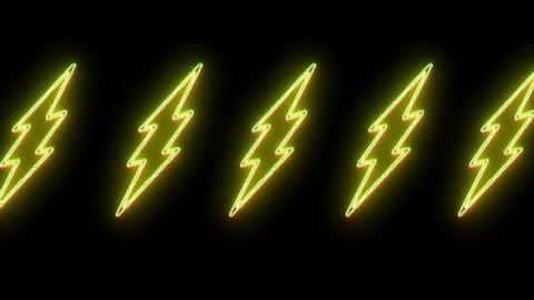 Lightning animation. Lightning symbol ripple. Lightning flashes with glitch effect on black background. 2d flash animation.