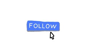 Mouse pointer hovering and clicking to follow button. Blue follow button for social network profile. - Powered by Shutterstock - Get 15% off with code: PIKWIZARD15