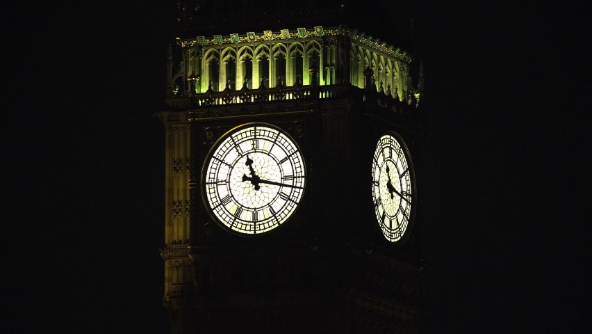 London Big Ben Closeup by Night, Elisabeth Tower Clock, Landmark