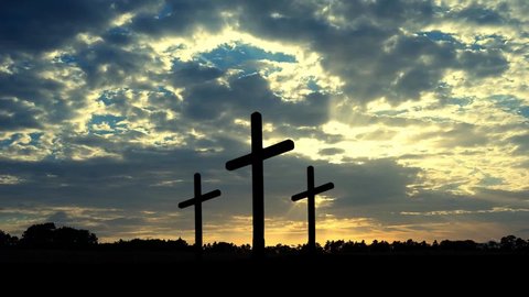 Christian cross symbol and sky time lapse