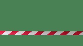 Signal tape white red on green screen chroma key. Hazard warning, quarantine zone. Close up in slow motion. - Powered by Shutterstock - Get 15% off with code: PIKWIZARD15