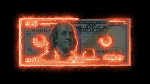 Dollars banknote consisting of fiery lines