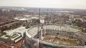 Tottenham football stadium in London is being build drone